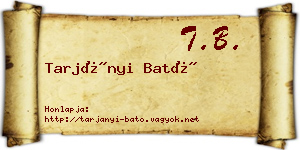 Tarjányi Bató névjegykártya